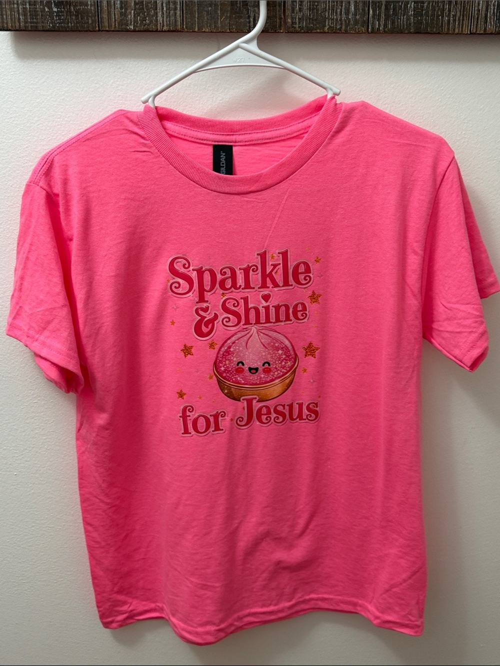 Gildan Bright Pink "Sparkle & Shine for Jesus" Kids Graphic Tee